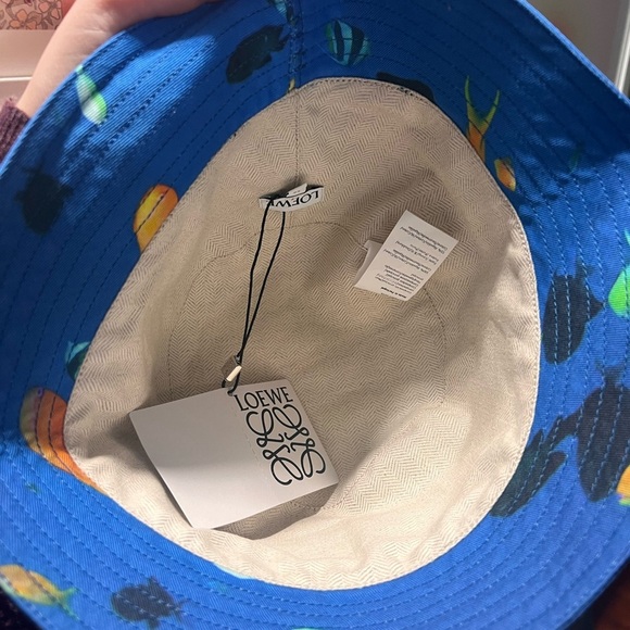 Loewe NWT Logo Appliquéd Cotton Canvas blue fish Bucket Hat  w/ dustbag - Picture 4 of 6
